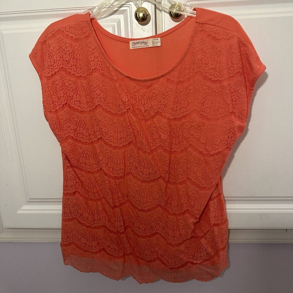 Faded Glory Orange Top Side L